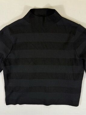Mango Men's Black & Charcoal Striped Turtleneck Knit